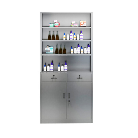 不銹鋼無門兩抽西藥柜